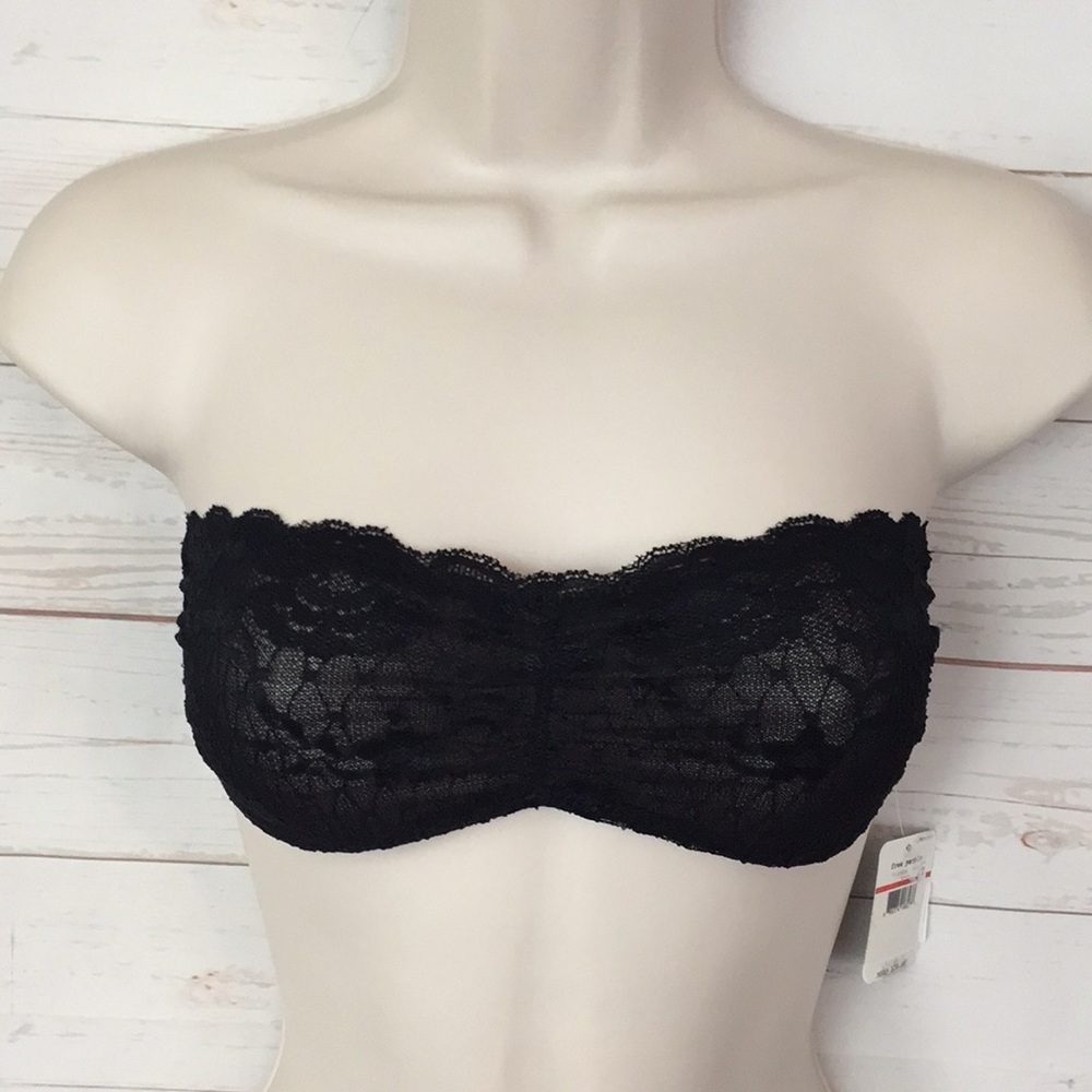Free People Sz XS Black Lace Bandeau Bra